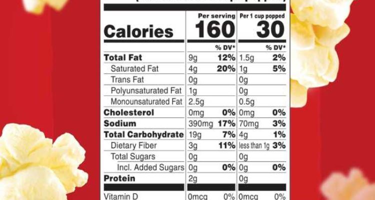 Nutrition facts movie popcorn